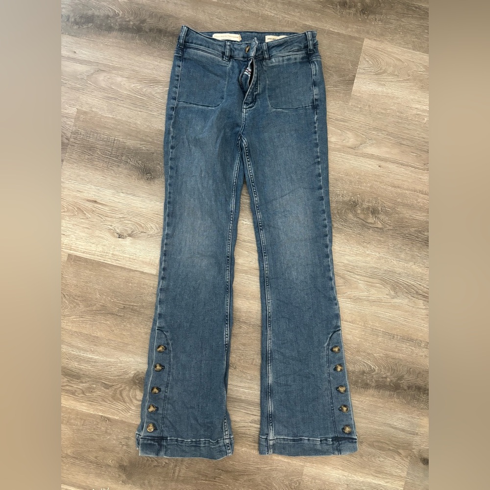 Anthropologie Pilcro Button-Hem High-Rise Bootcut Jeans size 27 Letterpress - Picture 7 of 12